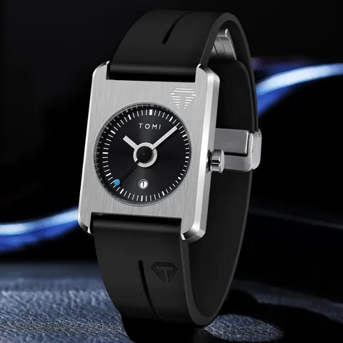 Montre à Quartz Carrée TOMI Mode Pour Hommes Femmes Bracelet en Silicone Boîtier en Alliage Montre-Bracelet Calendrier Cadeau