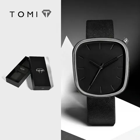Minimalist Pebble Square Quartz Watch For Men Women Alloy Case Faux Leather Mesh Band Waterproof Casual Fashion Wrist Watch Gift