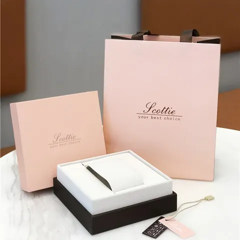 Elegante Confezione Regalo per Orologio Scottie Con Borsa e Cuscino per Gioielli Donna Contenitore in Carta