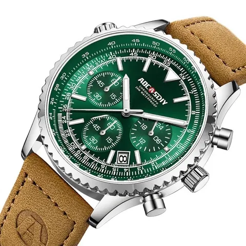 Orologio da Uomo al Quarzo Business Cronografo Multifunzione Luminoso Calendario Cinturino in Pelle Orologio Impermeabile