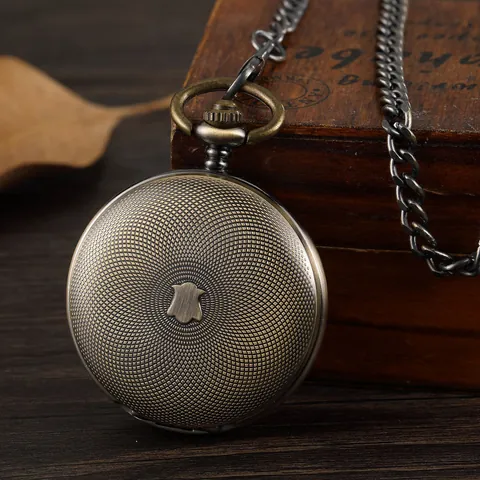 Vintage Bronze Mechanical Pocket Watch For Men Women Hollow Flower Petal Carved Case Manual Wind Pocket Watch With Chain