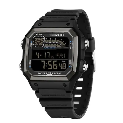 SANDA Square Digital Sport Watch Waterproof Luminous LED Chronograph Electronic Wristwatch For Men Women Fashion Student Watch