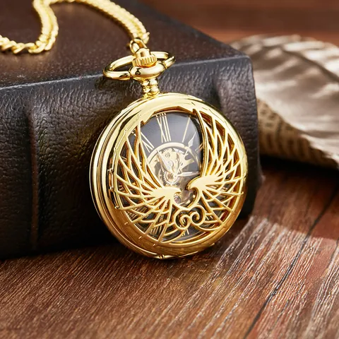 Montre à Gousset Mécanique Squelette en Coeur Vintage Avec Chaîne Antique Steampunk Rabat Chiffres Romains Analogique Homme Femme