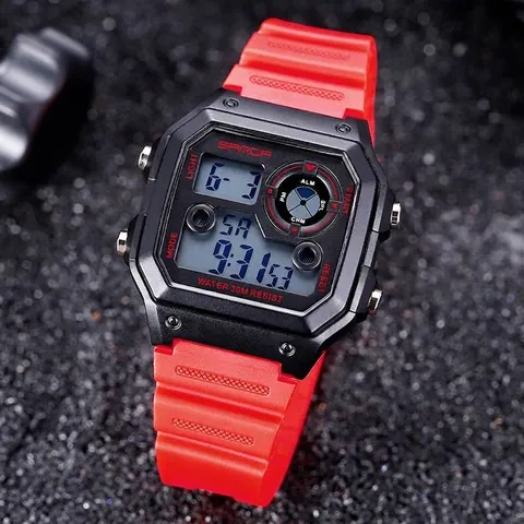 Montre SAMDA Numérique Sport Homme Carrée Étanche Rétroéclairage LED Chronographe Bracelet en Résine Mode Étudiant Montre Bracelet Électronique Cadeau