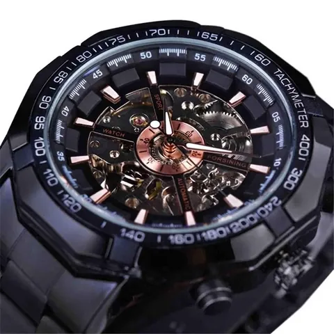 Montre Mécanique Automatique Forsining pour Hommes Design Squelette Alliage Mode Sport Business Avec Tachymètre