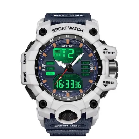 Montre de Sport SANDA 6126 pour Homme à Double Affichage Lumineuse Étanche Montre-bracelet Numérique à Pointeurs Multifonction Alarme Chronographe Bracelet en TPU
