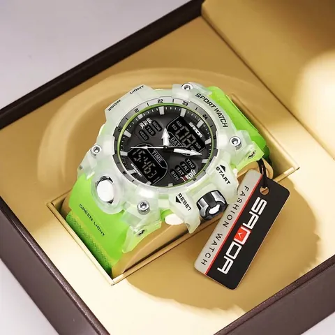 Montre de Sport SANDA 6126 pour Homme à Double Affichage Lumineuse Étanche Montre-bracelet Numérique à Pointeurs Multifonction Alarme Chronographe Bracelet en TPU