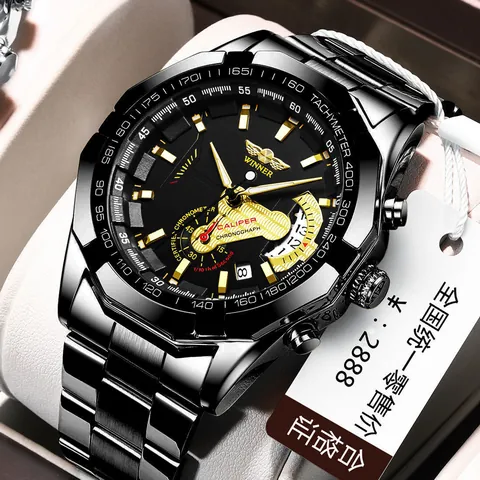Winner 340 Homme Mode Décontracté Squelette Montre Mécanique Automatique Boîtier en Alliage de Luxe Bracelet en Cuir Acier Calendrier Montre-Bracelet
