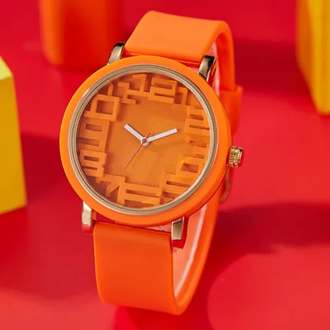 Montre à Quartz Minimaliste à la Mode Avec Chiffres en Relief 3D et Bracelet en Silicone Montre de Sport Décontractée Étanche