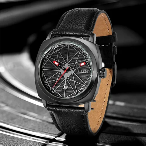 TOMI Orologio al Quarzo con Quadrante Quadrato Vintage Con Cinturino in Ecopelle Calendario Unisex Moda Orologio da Polso