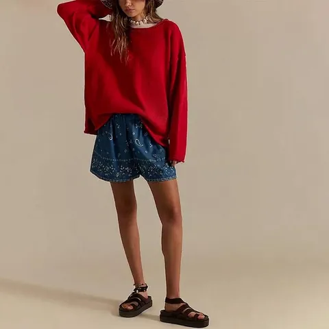 Women's Casual Oversized Knitted Sweater Autumn Winter Solid Color Loose Pullover Top Basic Crew Neck Long Sleeve Knitwear