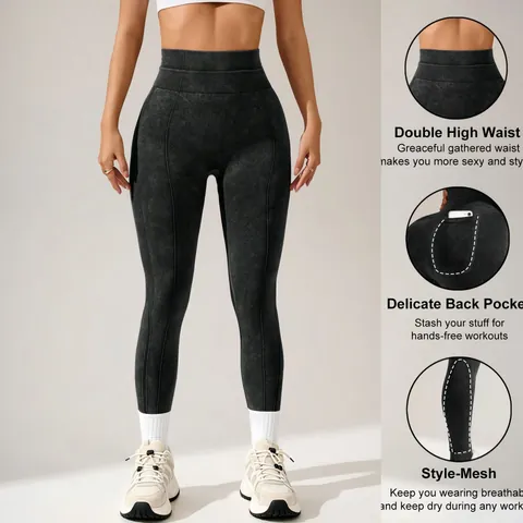 Nahtlose Sand-Washed Yoga-Hose Hohe Taille Po-Lifting Fitness-Leggings Bauchkontrolle Workout Lauftights Für Damen