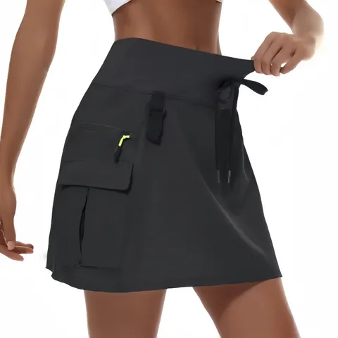 Damen High Waist Cargo Hosenrock Schnelltrocknend Wandern Shorts Mit Reißverschlusstaschen Outdoor Workout Gym Sport Rock Shorts Unterteil