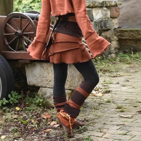 Vintage Bohemian Irregular Patchwork Leggings Skirt And Leg Warmers With Owl Print Autumn Winter Skort For Women