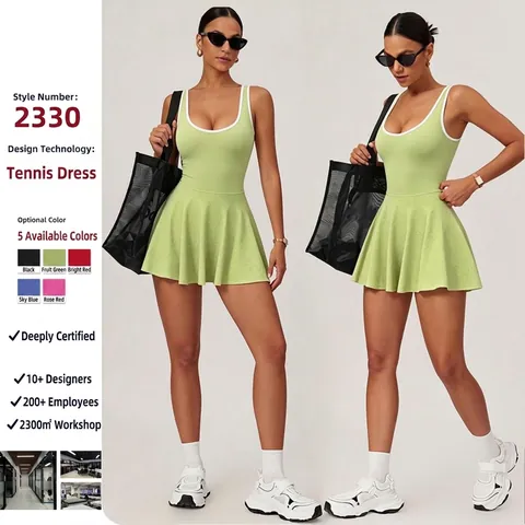 Women Pleated Tennis Dress with Built-in Chest Pads and Pockets Breathable Quick Dry Athletic Running Golf Dress Sportswear