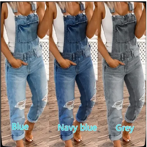 Damen Denim Overalls Distressed Gewaschen Schlanke Passform Jumpsuit Ärmellose Streetwear Latzhose Mit Taschen Baumwolle Anzug