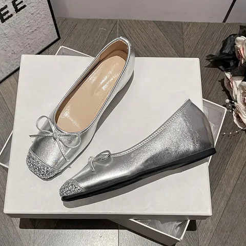 Ballerines à Bout Carré en Cuir Véritable Rétro Français pour Femmes Nœud Talon Compensé Invisible Chaussures de Grand-mère en Cuir Souple Mocassins Élégants