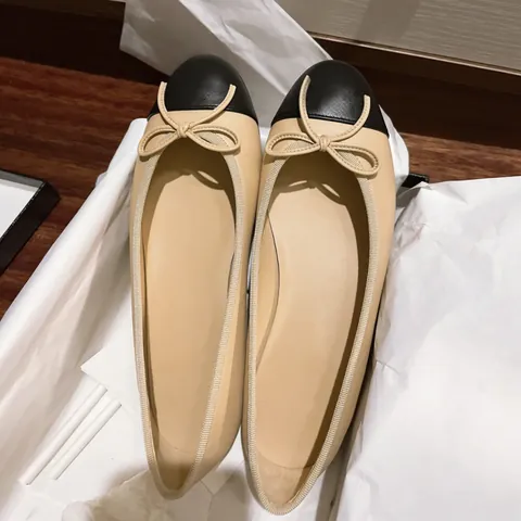 Französischer Stil Zweifarbige Schleife Ballerinas Für Damen Elegante Runde Zehe PU Leder Pendeln Flache Schuhe Freizeit Slipper
