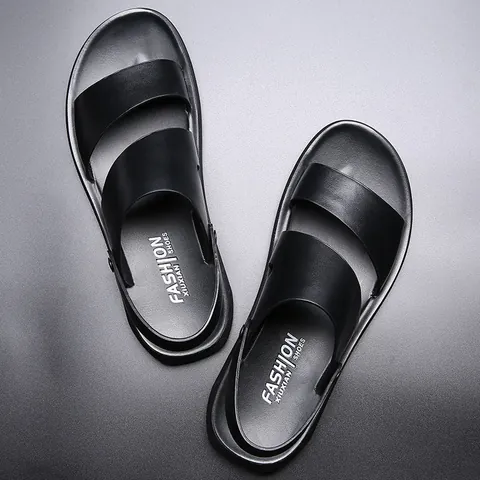 Claquettes Homme Grande Taille Été Antidérapant Cuir Microfibre Sandales Brides Croisées Chaussures de Plage Souples