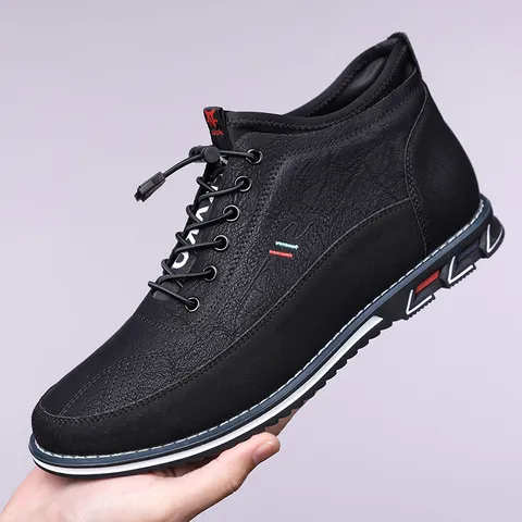 Herren Casual Mittelhohe Stiefel Bestickte High-Top-Schuhe Kunstleder Flache Slipper Stiefel Mode Große Größe Sneakers Für Herren