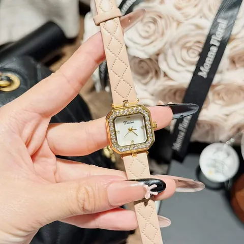 Women Square Quartz Watch Rhinestone Bezel Quilted Leather Strap Fashion Elegant Analog Wrist Watch For Lady Gift Jewelry