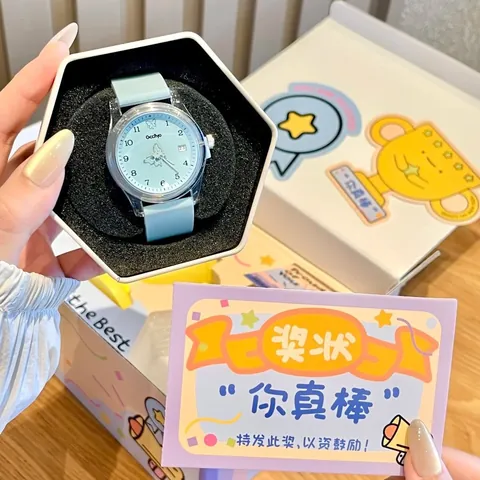 Montre à Quartz Minimaliste en Silicone Gccliyo pour Étudiants Boîtier Transparent Cadran Papillon Avec Coffret Cadeau