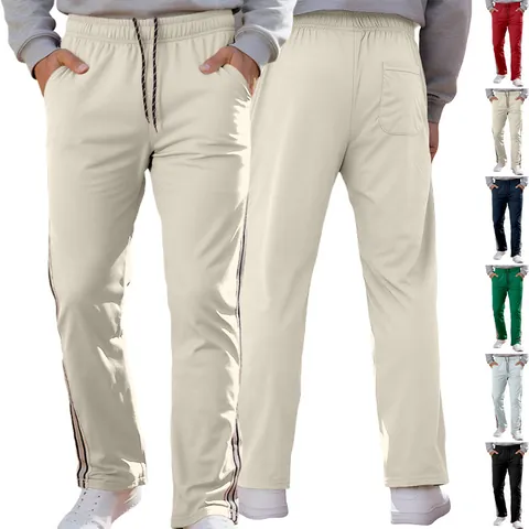 Herren Jogginghose Polyester Elasthan Seitenstreifen Gerades Bein Elastischer Bund Kordelzug Sport Fitness Kausal
