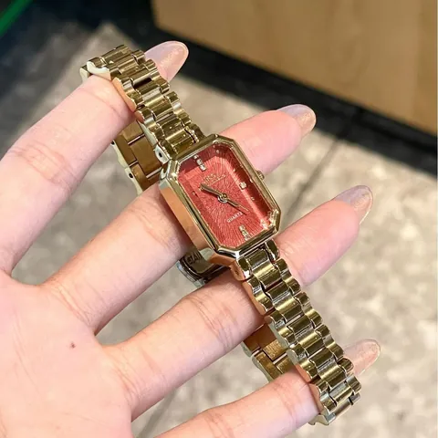 IBSO Luxury Elegant Women Watch Square Dial Minimalist Alloy Link Band Rhinestone Accents Quartz Analog Wristwatch Fashion Lady Gift