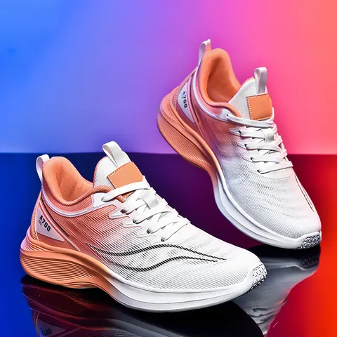 Unisex Breathable Lightweight Running Shoes Flyknit Mesh Sporty Sneakers For Men Women Couple Large Size Non-Slip Athletic Shoes