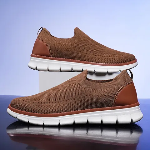 Ανδρικά Casual Flyknit Αναπνεύσιμα Mesh Παπούτσια Περπατήματος Ελαφφιά Slip On Άνετα Αθλητικά Sneakers Για Καλοκαιρινή Εξωτερική Χρήση