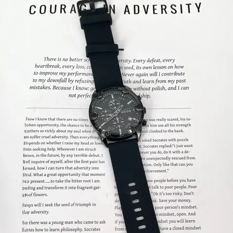 GUOU Unisex Fashion Quartz Chronograph Watch Waterproof Silicone Strap Sport Wristwatch With Date Calendar Display