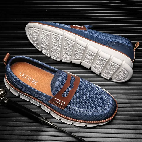 Baskets en Maille Respirante Décontractées pour Hommes Légères Loafers Patchwork Mode Chaussures de Sport Marche Extérieure Grande Taille