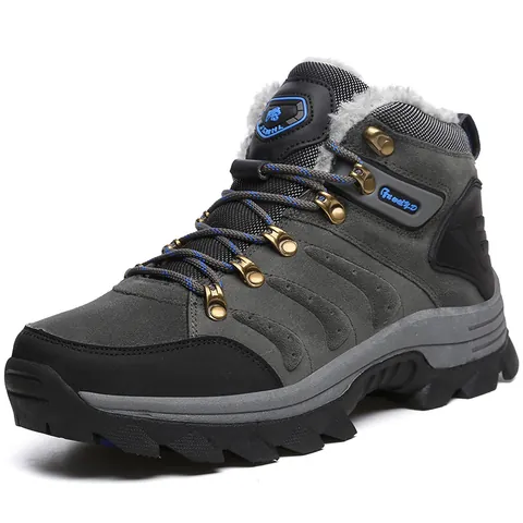 High Top Outdoor Snow Boots For Men Women Waterproof Warm Faux Fur Lining Non-Slip Thick Sole Hiking Boots Winter Shoes