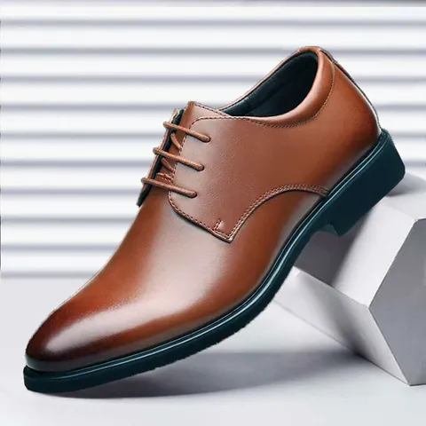 Men Business Formal Leather Shoes PU Leather Lace-up Low-top Breathable Casual Dress Shoes Office Wedding Party Plus Size For Men