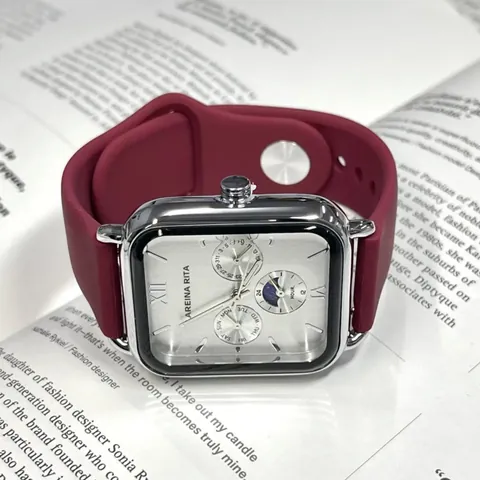 Reloj de Cuarzo Cuadrado de Lujo para Hombres Mujeres Moda Esfera Rectangular Estilo Cronógrafo Silicona Acero Inoxidable