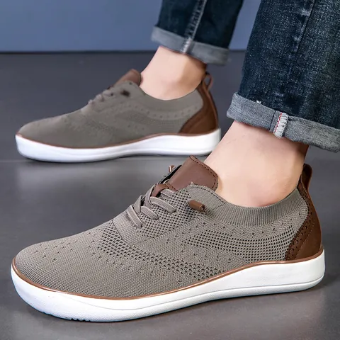 Chaussures Décontractées Pieds Nus à Bout Large pour Hommes Tige en Maille Respirante Style richelieu Baskets de Randonnée