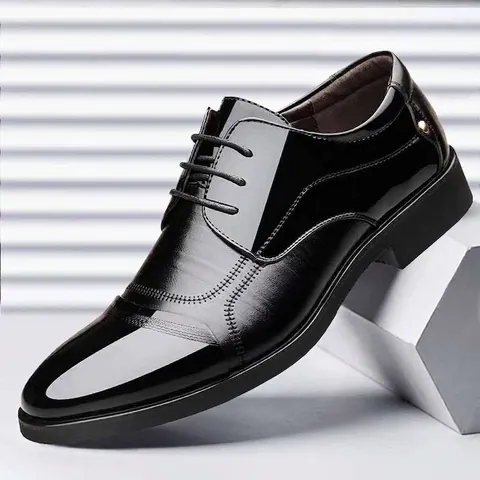 Herren Formelle Business Lederschuhe PU Lackleder Britischer Stil Schnürung Büro Derby Schuhe Große Größen 38-48