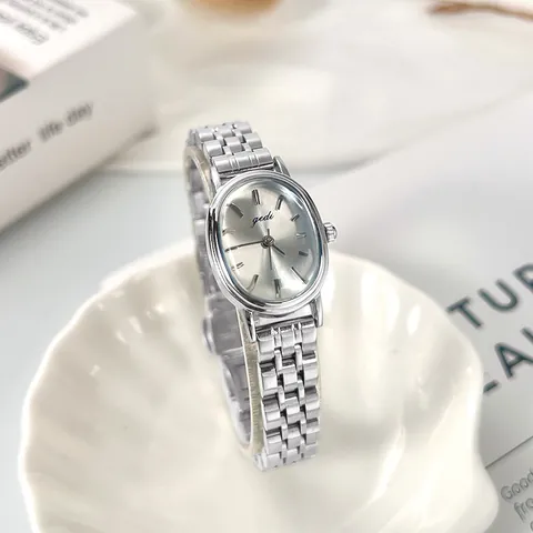 Gedi Women Small Oval Quartz Watch Elegant Vintage Style Alloy Steel Band Simple Fashion Dress Luxury Wristwatch