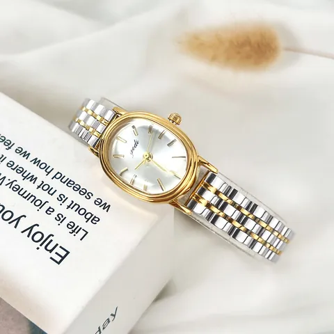 Gedi Women Small Oval Quartz Watch Elegant Vintage Style Alloy Steel Band Simple Fashion Dress Luxury Wristwatch