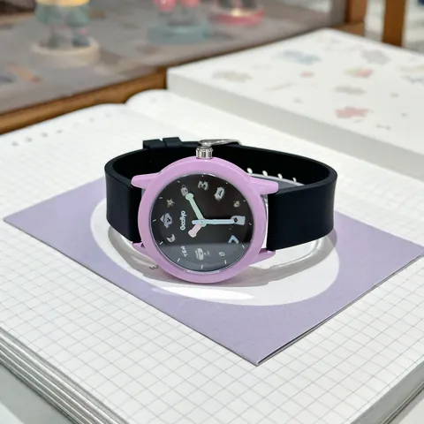 Reloj de Cuarzo de Dibujos Animados para Estudiantes Jóvenes Correa de Silicona Caja de Aleación Esfera de Vidrio Mineral Estilo Ins Reloj Analógico