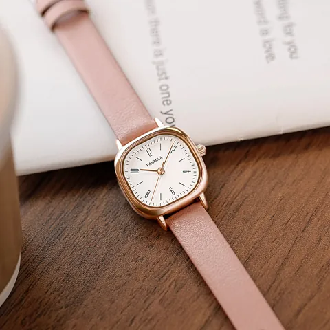 PAMILA Κομψό Τετράγωνο Γυναικείο Ρολόι Quartz Μόδα Μινιμαλιστική Κάσα από Κράμα Λουράκι από Δέρμα PU Ρολόι Χειρός Αδιάβροχο Κοσμήματα