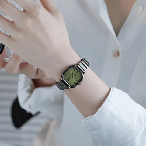 EAVANLIN Women Niche Dark Square Quartz Watch Metal Piano Band Fashion Vintage Minimalist Wristwatch For Ladies Gift