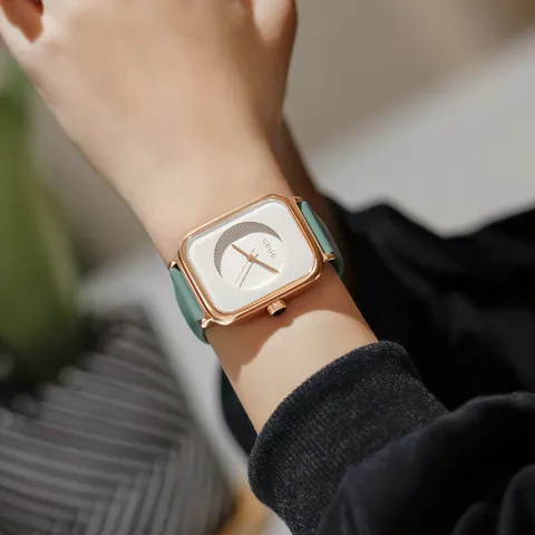 GUOU Women Fashion Square Quartz Watch Minimalist Silicone Strap Wristwatch Rose Gold Alloy Case Ladies Casual Sport Watch 8162