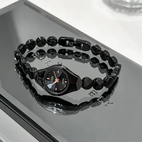 GEDI Women Bracelet Quartz Watch Light Luxury Alloy Strap Faceted Dial Minimalist Fashion Jewelry Wristwatch For Ladies