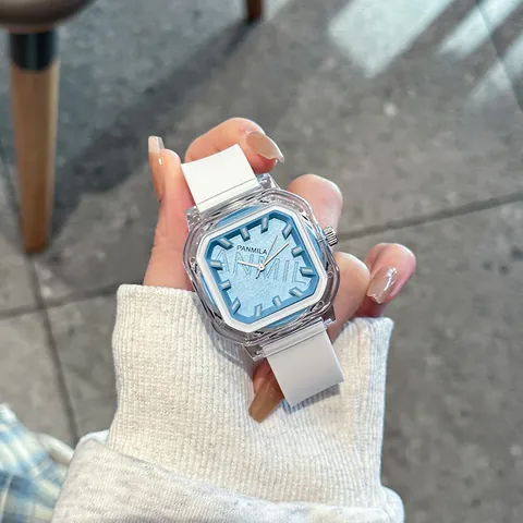 Reloj Jelly Cuadrado de Moda para Mujer Movimiento de Cuarzo Correa de Silicona Impermeable Reloj de Pulsera Minimalista para Estudiantes