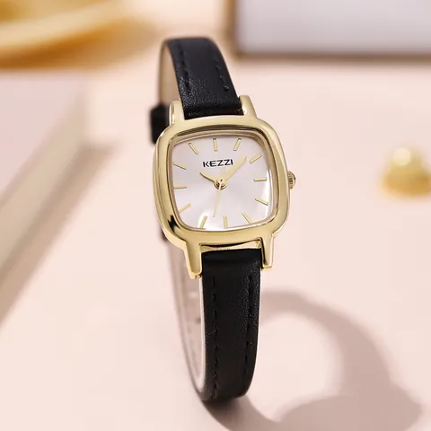 Minimalistische Damenarmbanduhr Vintage Quadrat Gehäuse Lederarmband Quarzuhr Für Studenten Modische Dress Watch