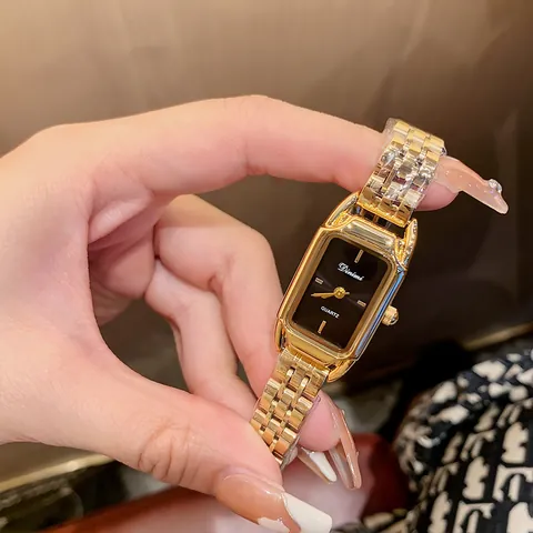 Dinimi Elegant Women Quartz Watch Fashion Rectangular Dial Alloy Metal Band Business Casual Minimalist Ladies Wristwatch