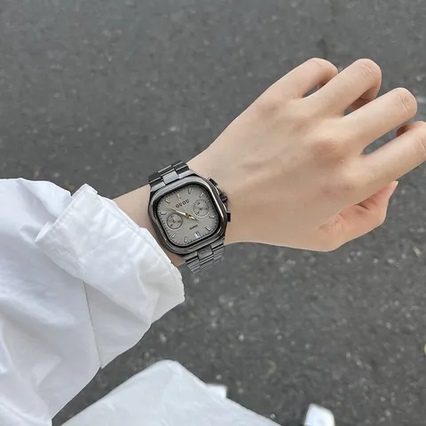 GUOU Fashion Square Quartz Watch For Women Alloy Strap Calendar Display Casual Stylish Wristwatch Daily Wear Jewelry