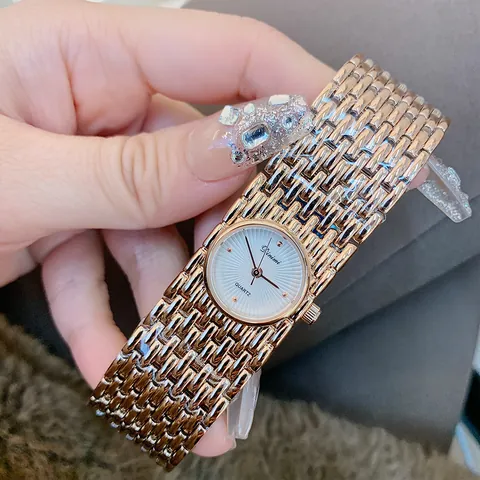 Dinimi Women Vintage Quartz Watch Fashion Small Dial Bangle Bracelet Wristwatch Elegant Metal Mesh Strap Watch For Ladies