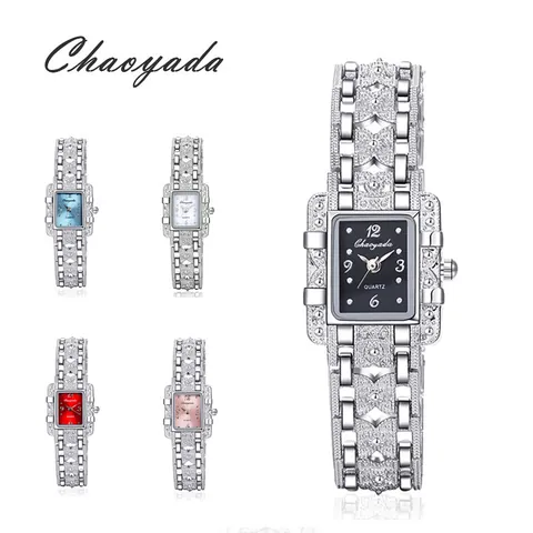 Orologio da Donna in Lega a Bracciale con Quadrante Quadrato Orologio al Quarzo con Strass Stile Coreano Elegante Gioielleria